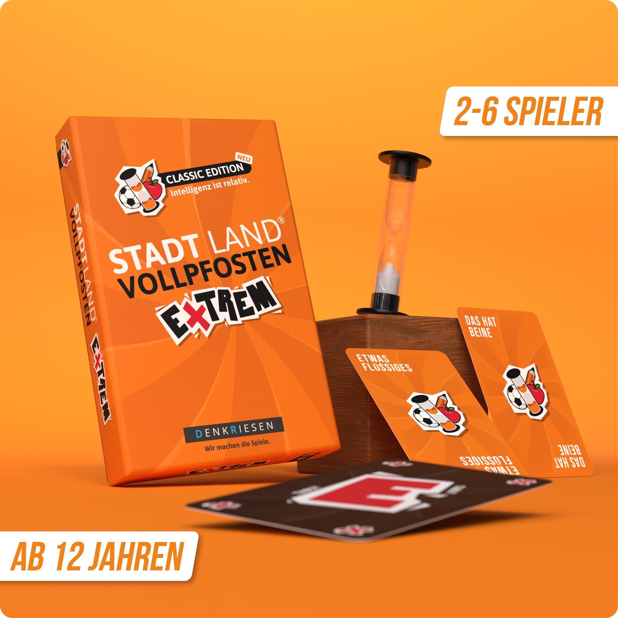 Wissensspiel Denkriesen Stadt Land Vollpfosten® Classic Edition – "Intelligenz ist relativ." | Extrem