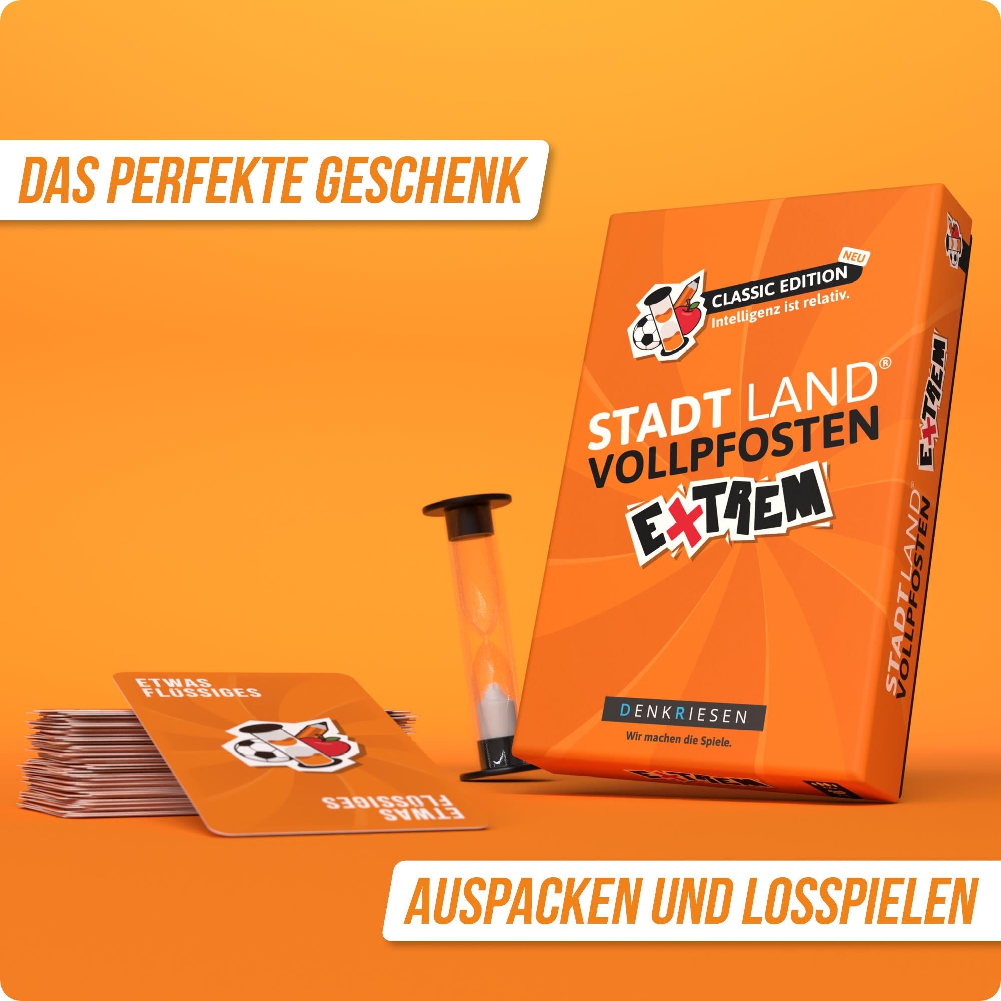 Wissensspiel Denkriesen Stadt Land Vollpfosten® Classic Edition – "Intelligenz ist relativ." | Extrem