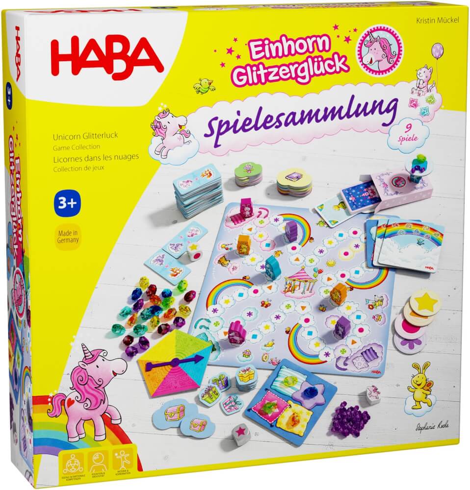 Gesellschaftsspiel HABA Einhorn Glitzerglück – Spielesammlung