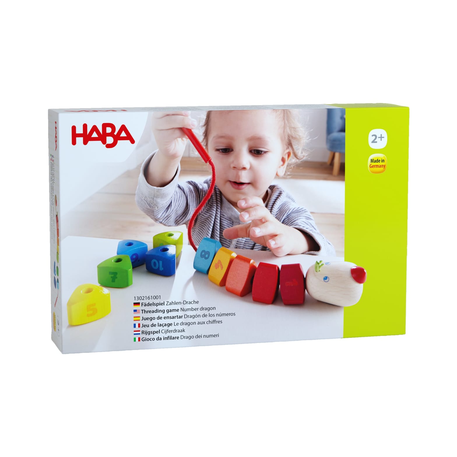 Fädeln HABA Fädelspielzeug Zahlen-Drache