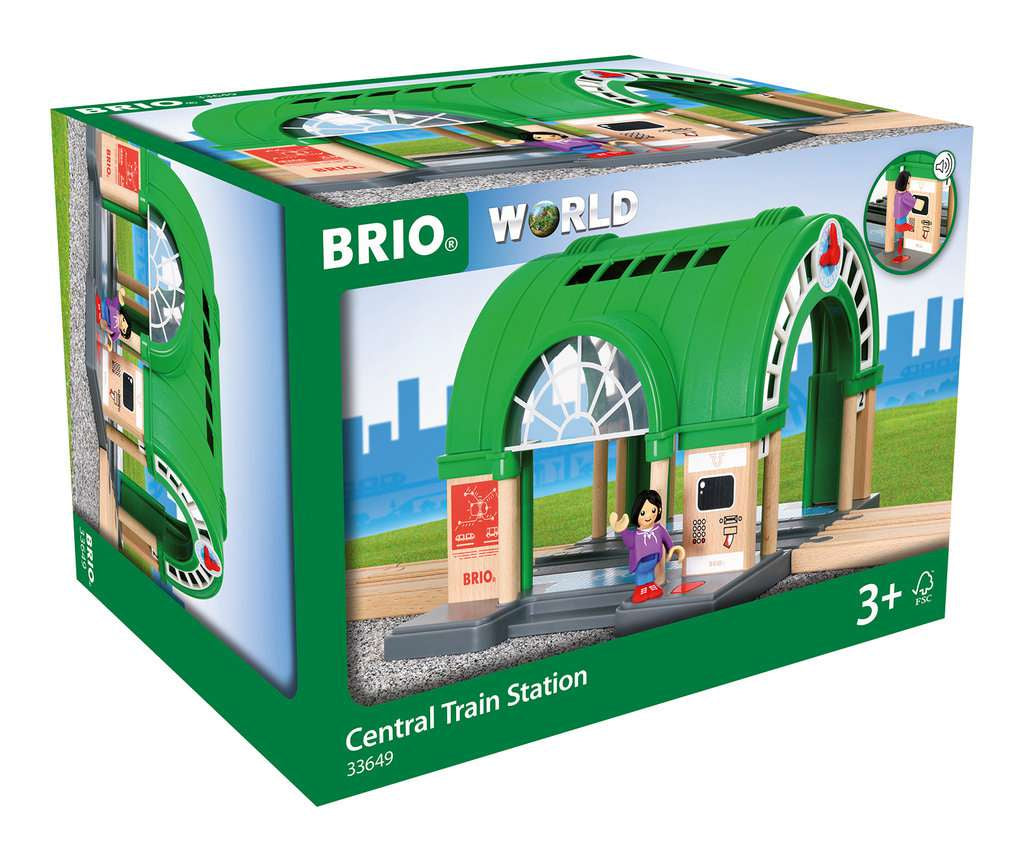 Holzeisenbahn Brio BRIO Großer Hauptbahnhof mit Ticketautomat