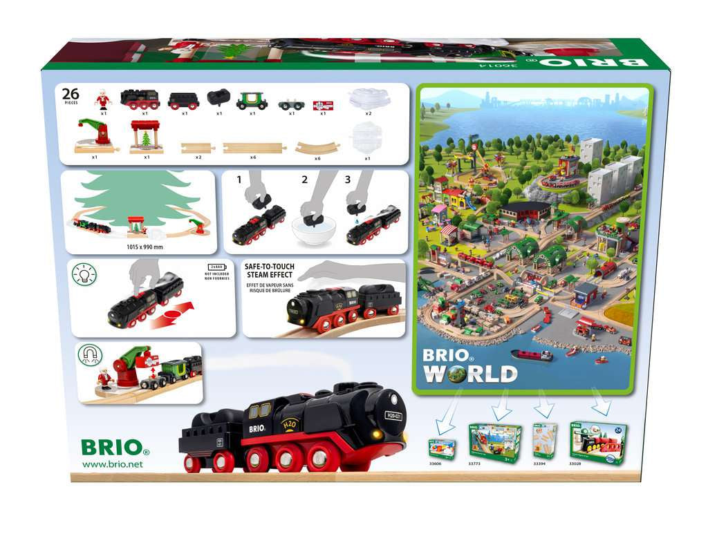 Holzeisenbahn Brio Batterie-Dampflok Weihnachts-Set