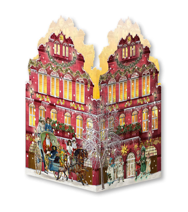 Nostalgisches Weihnachtshaus - Windlicht-Mini-Adventskalender