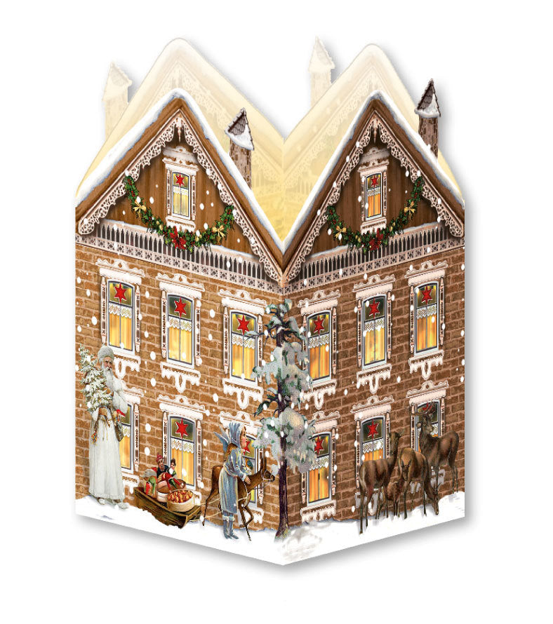 Nostalgisches Weihnachtshaus - Windlicht-Mini-Adventskalender