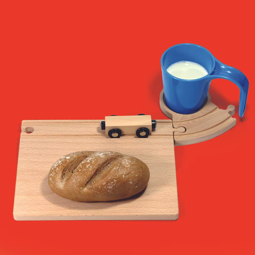 Neue Freunde Eisenbahn Frühstücksset mit blauer Tasse