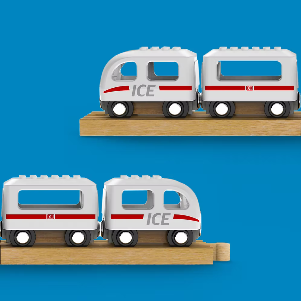 Neue Freunde Noppi ICE (weiß) - 4 Wagen mit Holzschiene