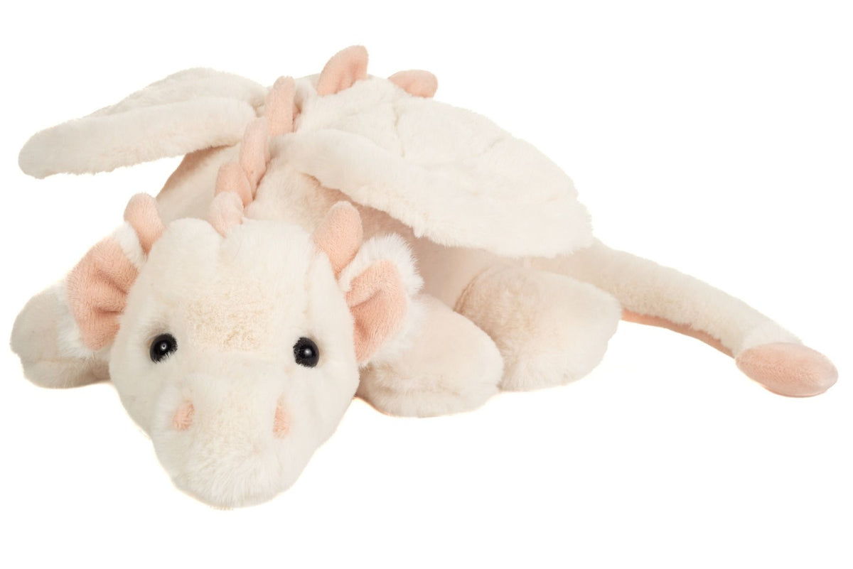 Teddy-Herrmann ⎮ Drache Fluffy weiß-rosa ⎮ 32 cm
