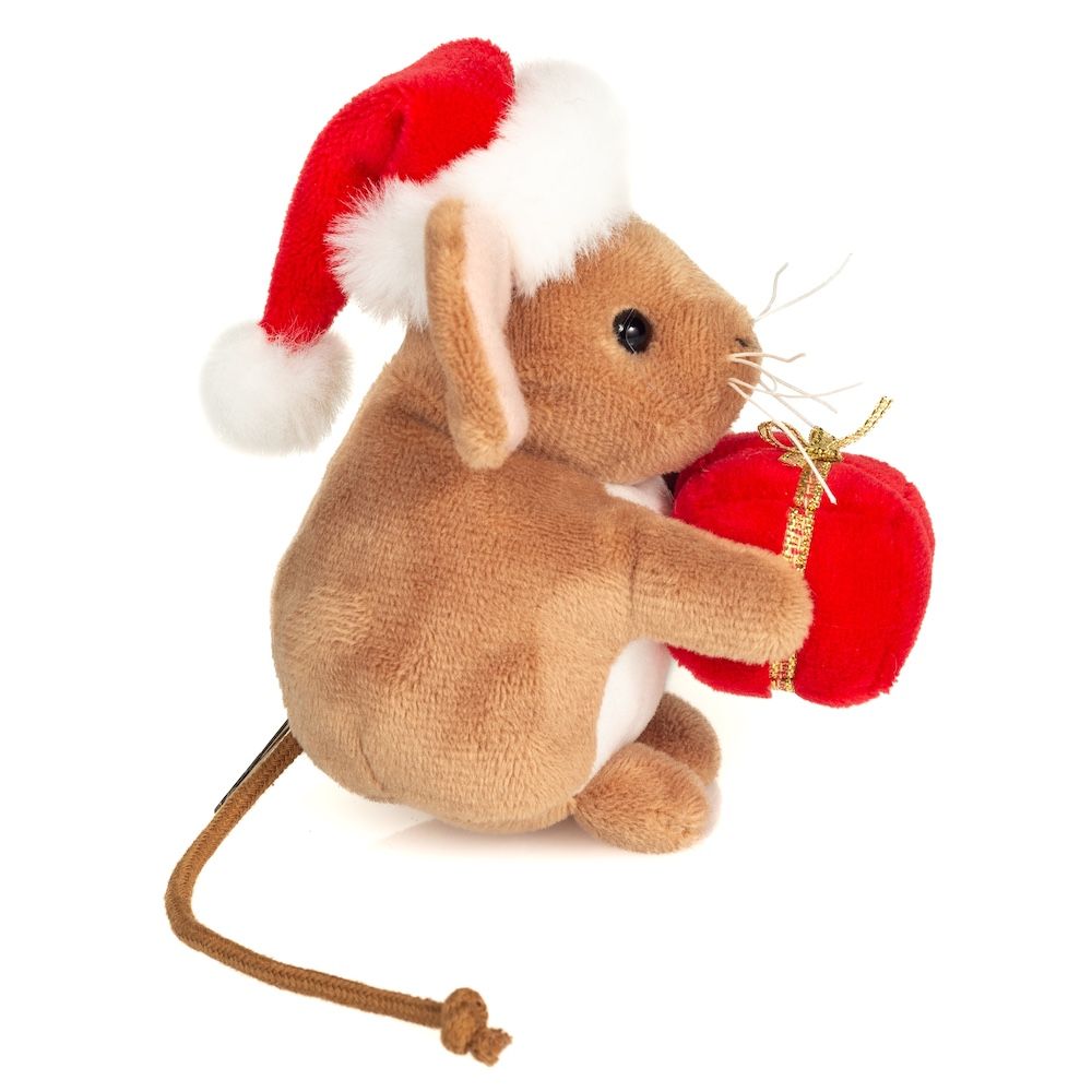 Plüschtier Teddy Hermann Teddy-Herrmann ⎮ Weihnachtsmaus mit Geschenk ⎮ 11 cm