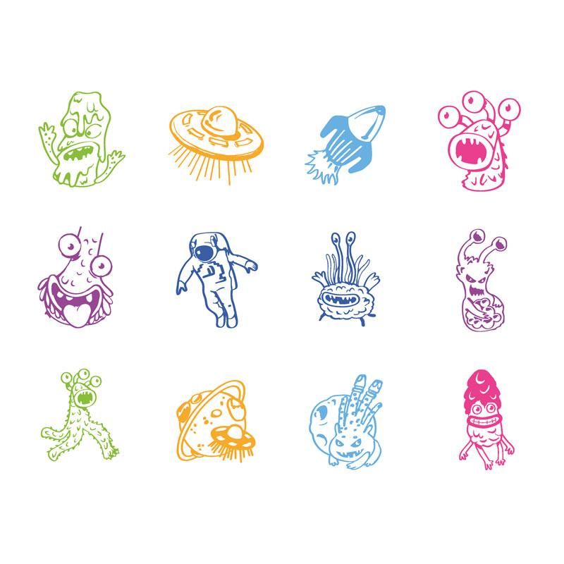 Space Adventure Stempel selbstfärbend, 12-fach sortiert ( 1 Stempel)
