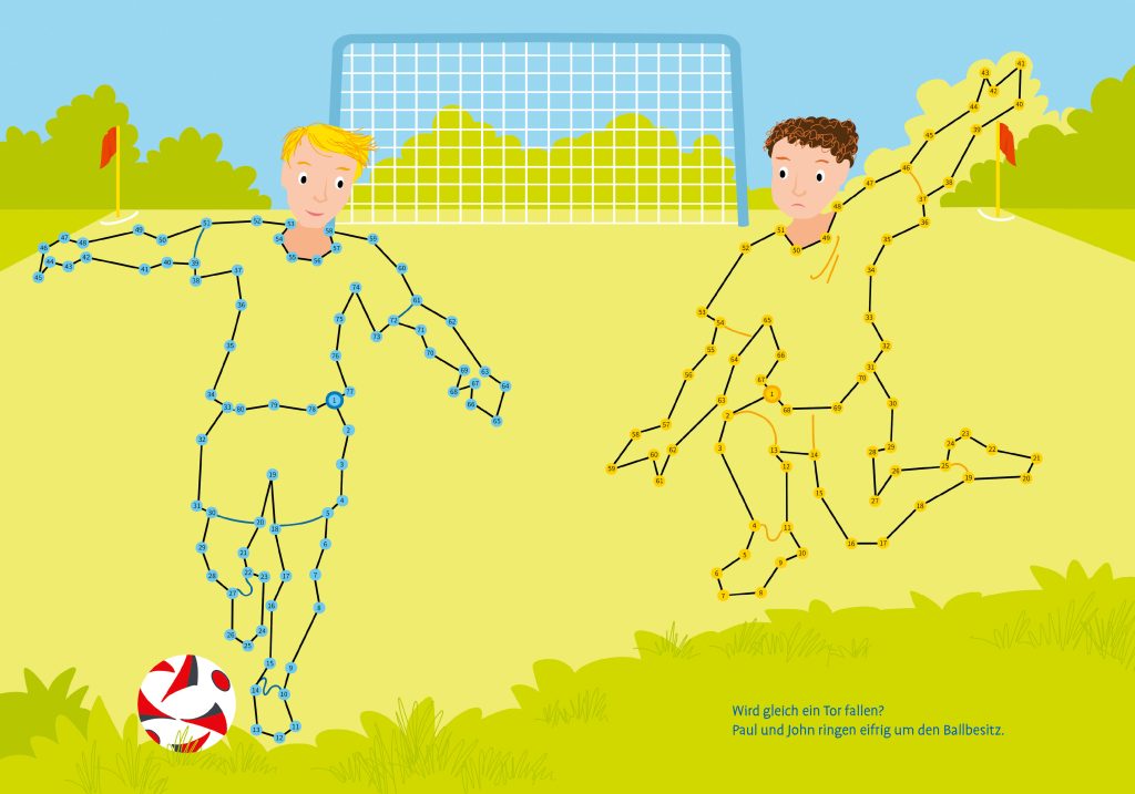 Total bunt von Punkt zu Punkt. Fußball. Von 1 bis 100