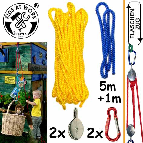Abenteuer Corvus Flaschenzug mit Seil 5m