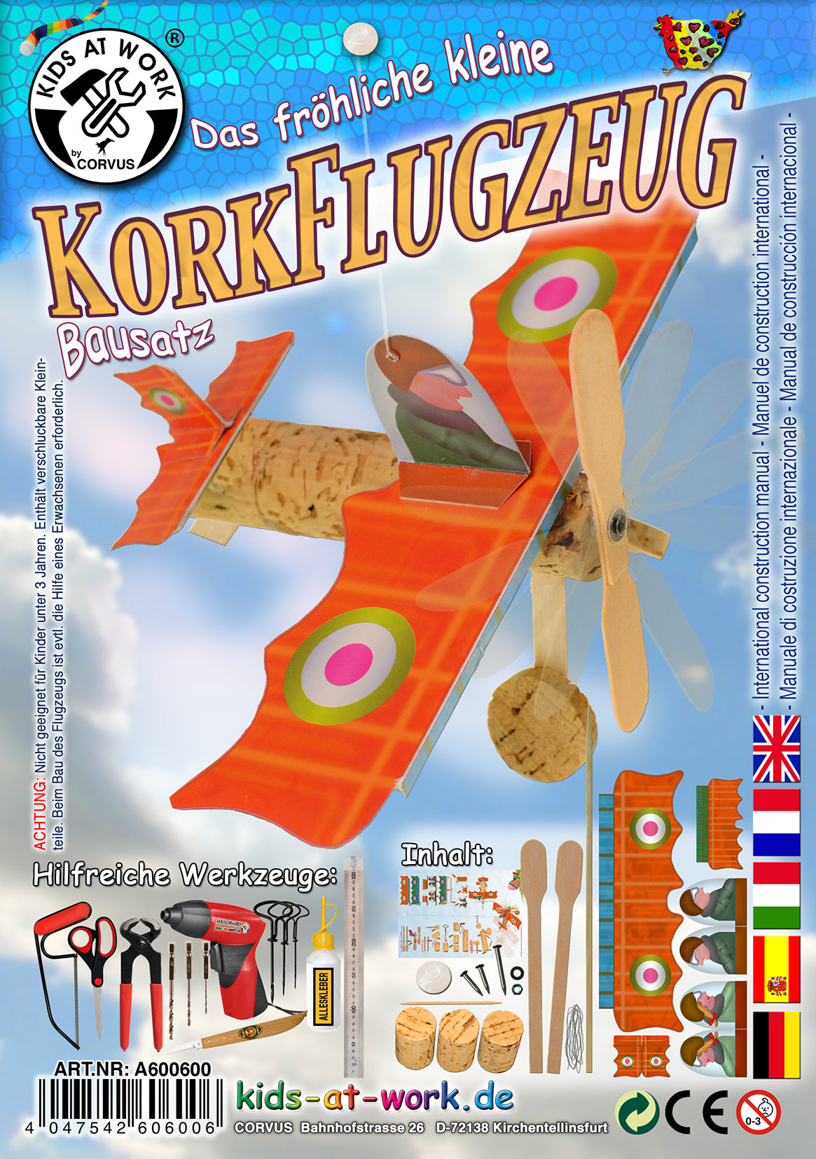 Basteln Corvus Korkflugzeug