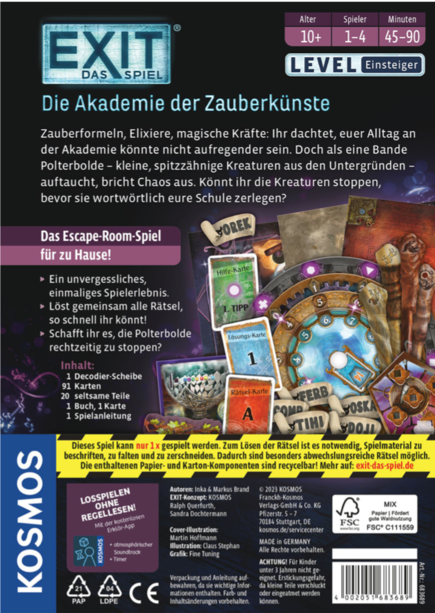 Rätselspiel KOSMOS EXIT® - Das Spiel: Die Akademie der Zauberkünste