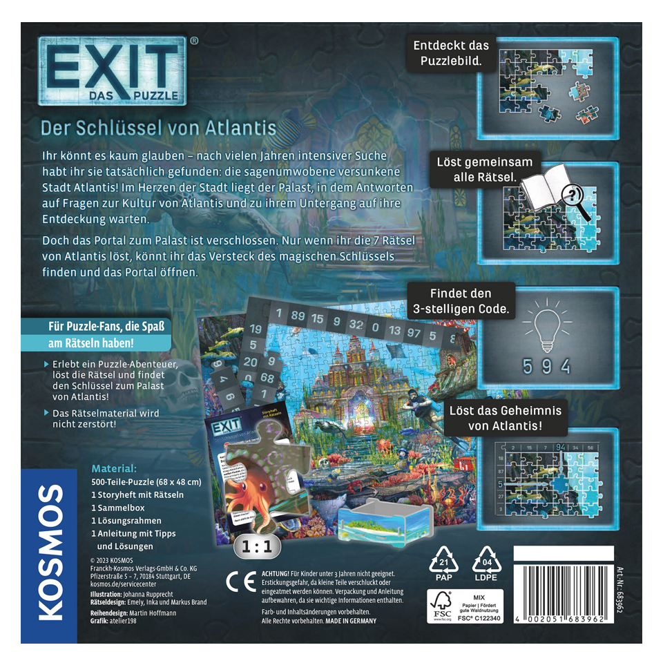 Rätselspiel KOSMOS EXIT - Das Puzzle: Der Schlüssel von Atlantis