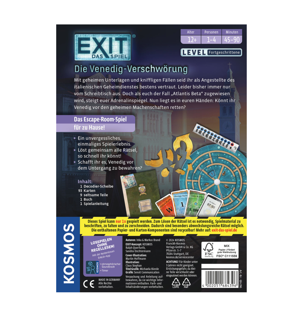 Rätselspiel KOSMOS EXIT® - Das Spiel: Die Venedig-Verschwörung