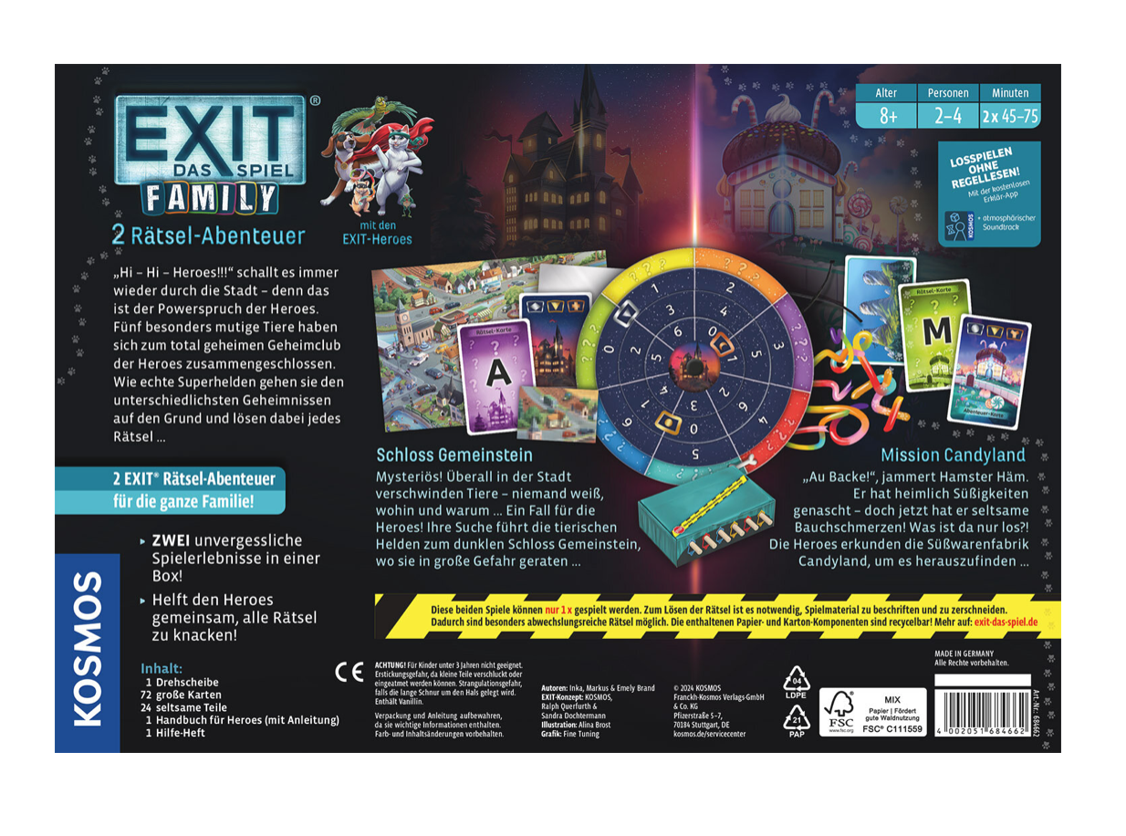 Rätselspiel KOSMOS EXIT Das Spiel Family: Schloss Gemeinstein / Candyland