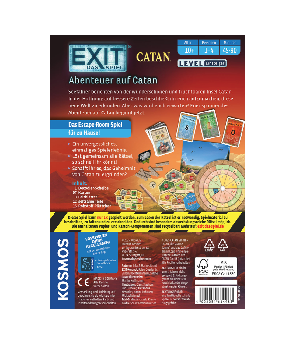Rätselspiel KOSMOS EXIT® - Das Spiel: Abenteuer auf Catan