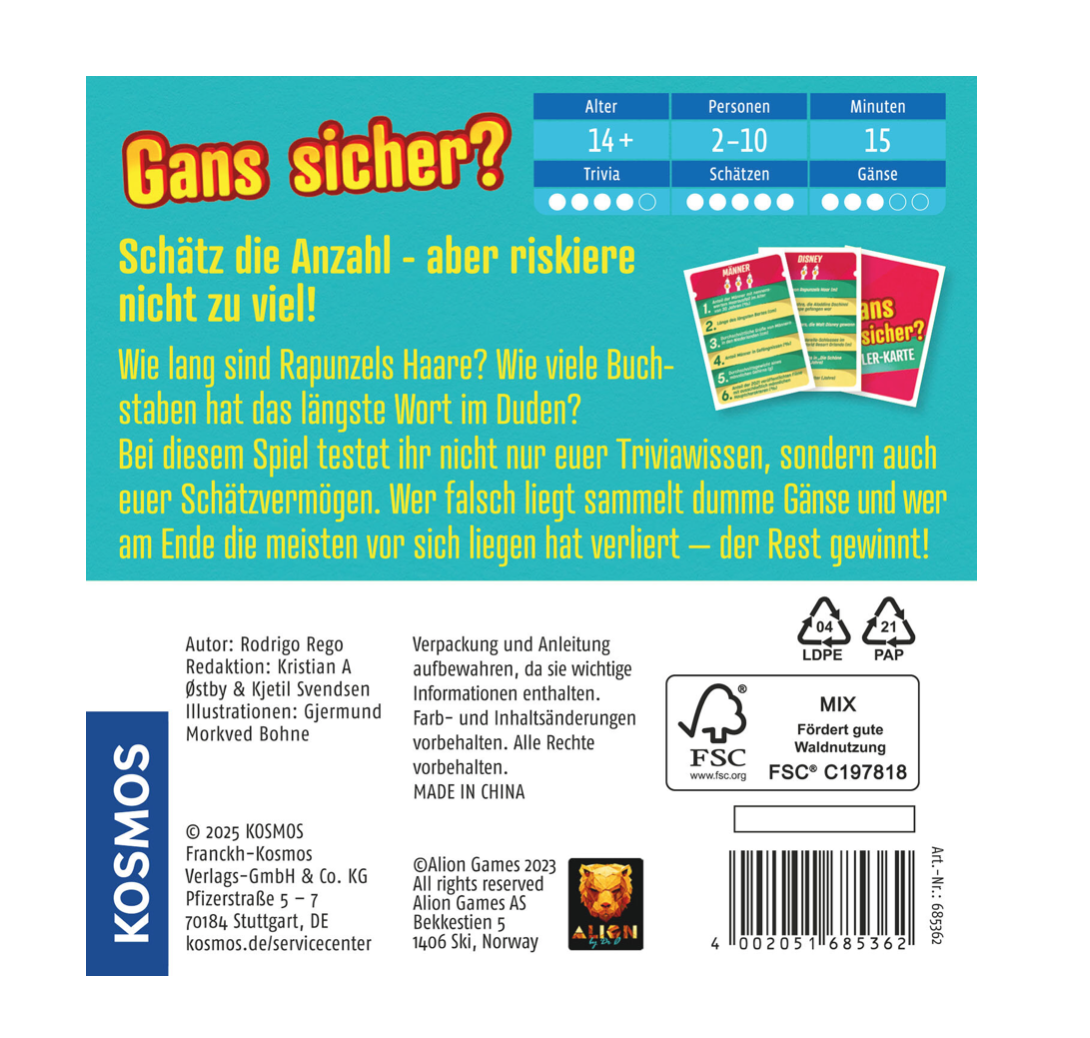 Gesellschaftsspiel KOSMOS Gans sicher?