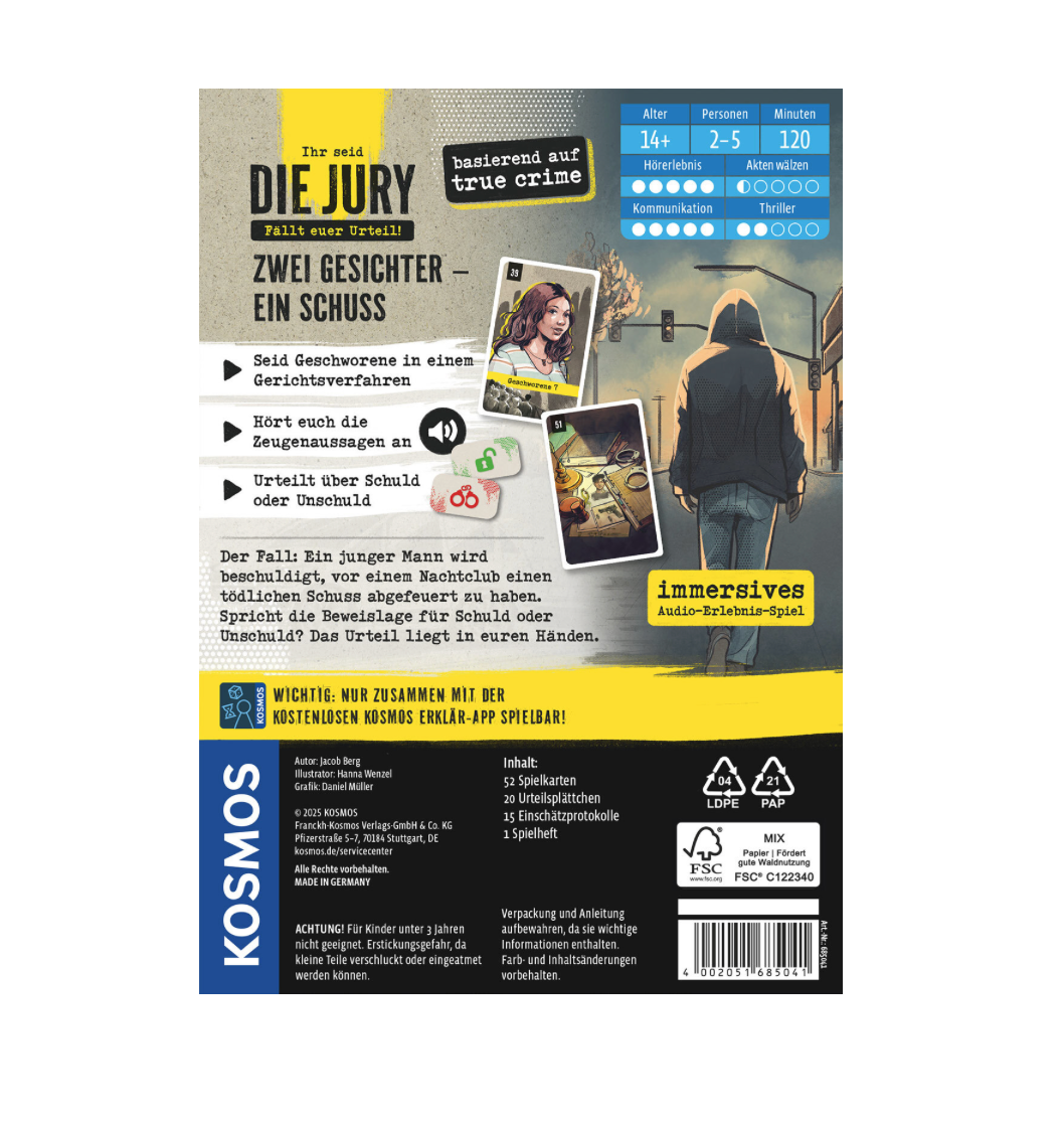 Rätselspiel KOSMOS Die Jury: Zwei Gesichter - ein Schuss