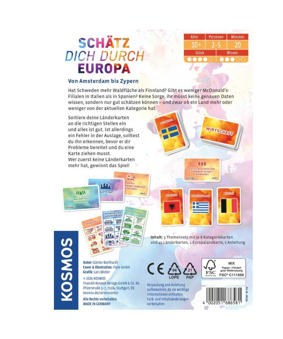 Gesellschaftsspiel KOSMOS Schätz dich durch Europa