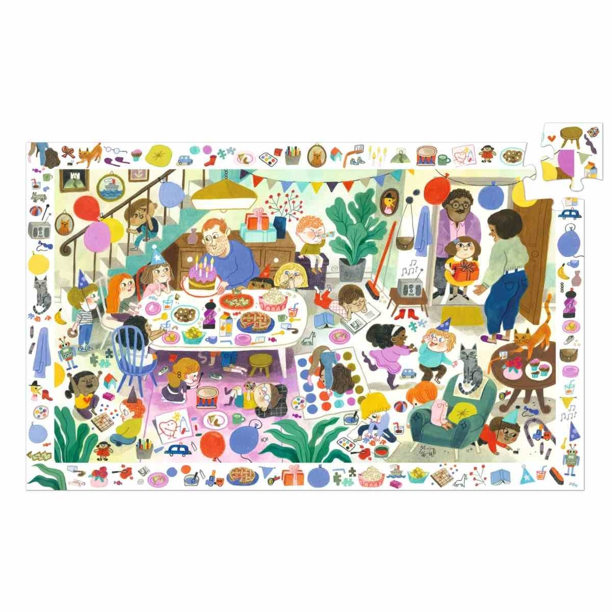 Puzzle DJECO Wimmelpuzzle: Geburtstag - 54 Teile