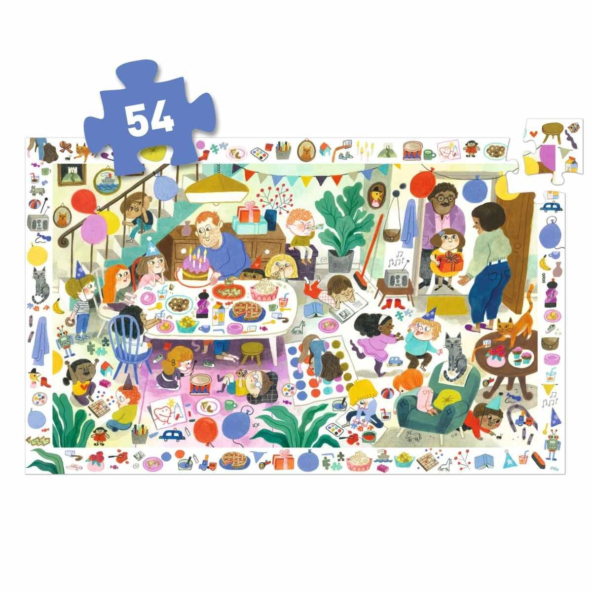 Puzzle DJECO Wimmelpuzzle: Geburtstag - 54 Teile
