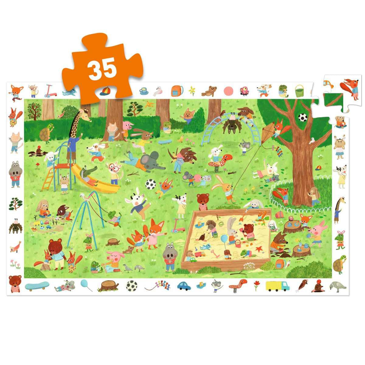 Puzzle DJECO Wimmelpuzzle: Spielplatz - 35 Teile