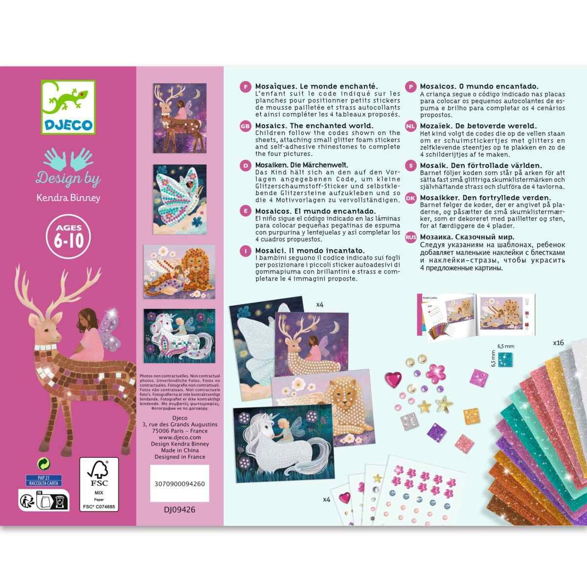 Basteln DJECO Mosaik Glitzer: Die verzauberte Welt