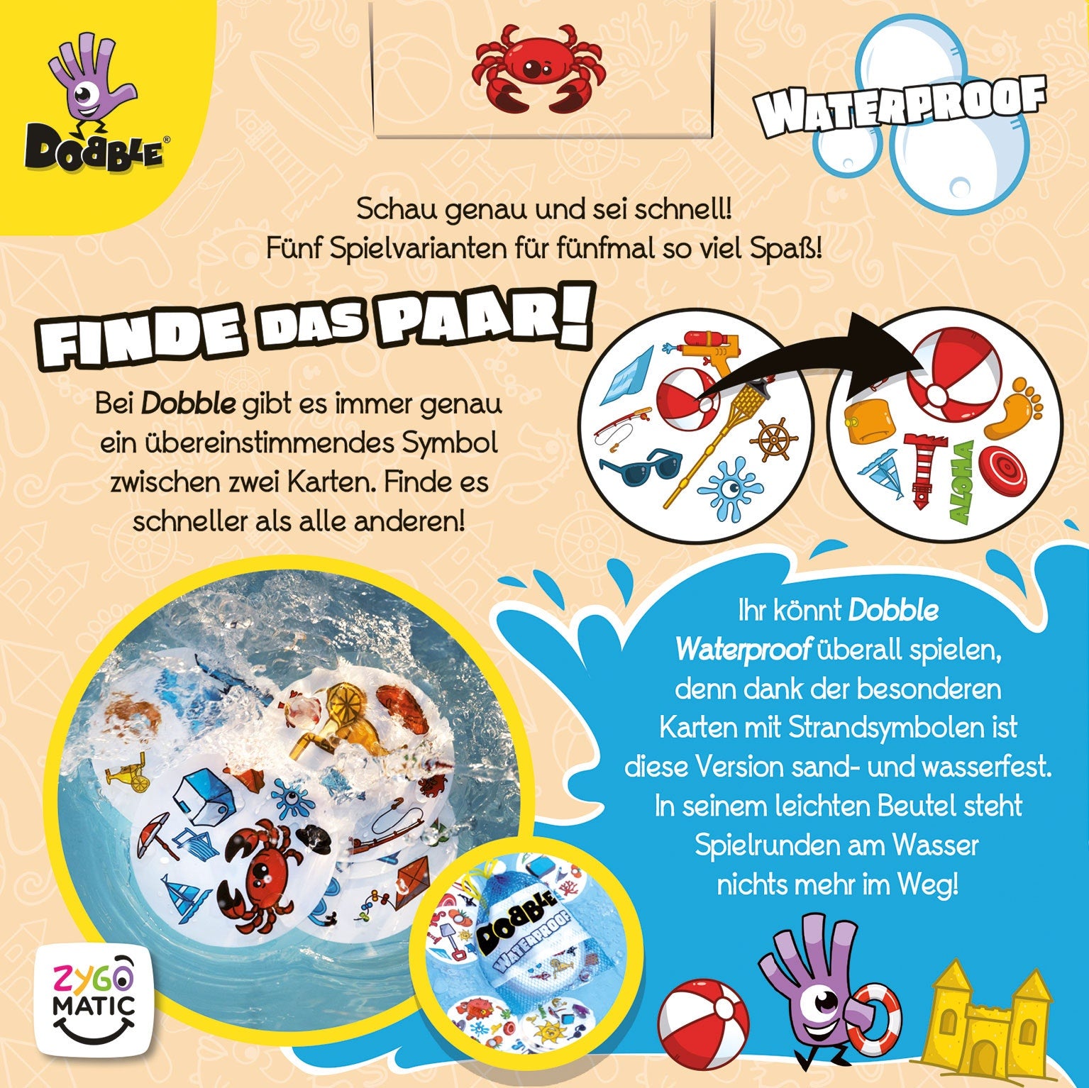 Kartenspiel Asmodee Dobble Waterproof (neue Auflage)