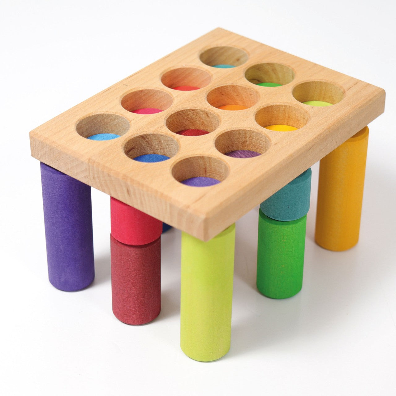 Bausteine GRIMM'S Spiel und Holz Design Steckspiel Kleine Walzen Regenbogen