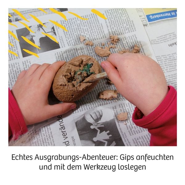Experiment KOSMOS Dino-Ei, Ausgrabungs-Set mit Mini Dino Sammelfigur, sortiert, 1 Stück