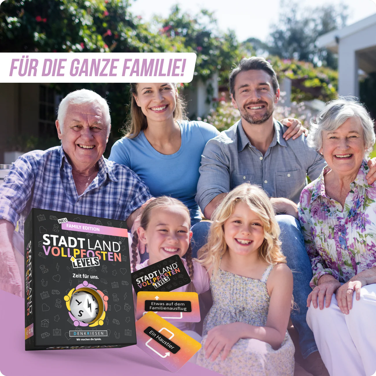 Wissensspiel Denkriesen STADT LAND VOLLPFOSTEN® - Levels - Family Edition - "Zeit für uns"