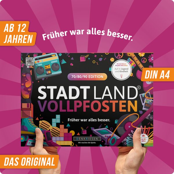 Wissensspiel Denkriesen STADT LAND VOLLPFOSTEN® - 70/80/90 Edition - "Früher war alles besser."