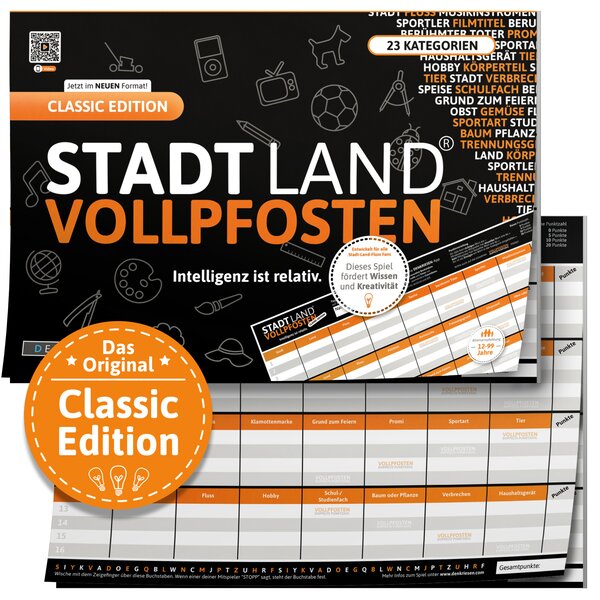 Wissensspiel Denkriesen STADT LAND VOLLPFOSTEN® - Classic Edition - "Intelligenz ist relativ"
