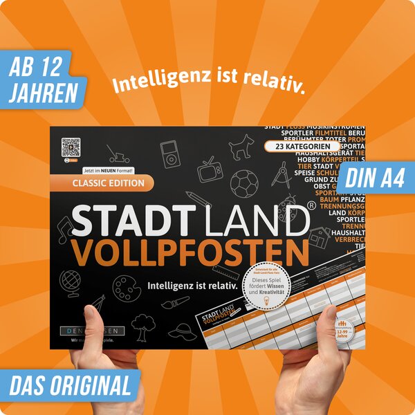 Wissensspiel Denkriesen STADT LAND VOLLPFOSTEN® - Classic Edition - "Intelligenz ist relativ"