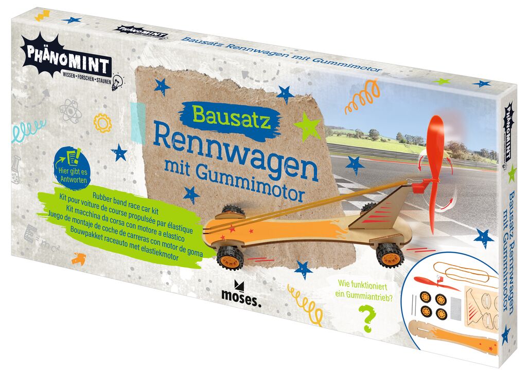 Experiment Moses Verlag PhänoMINT Bausatz Rennwagen mit Gummimotor