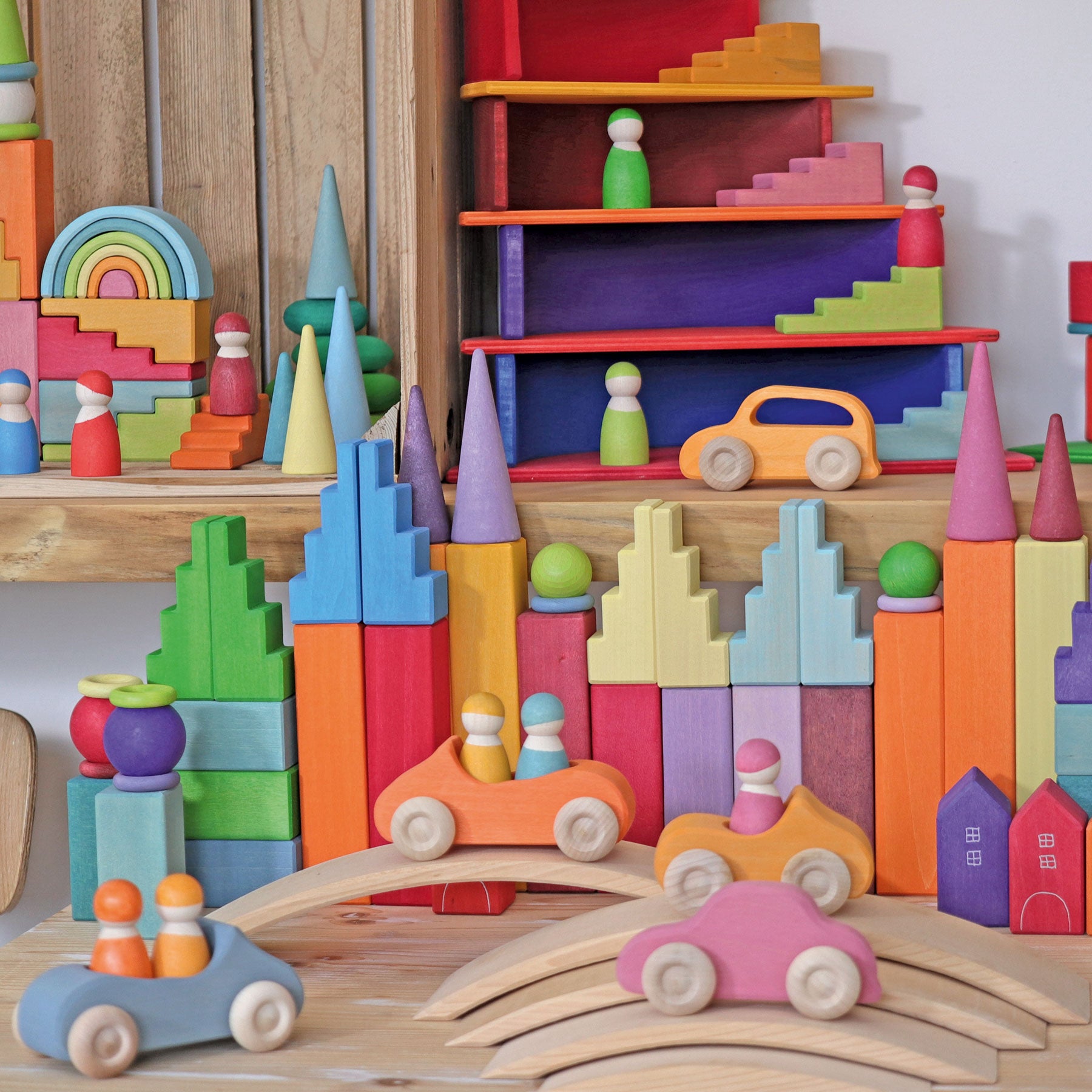 Schieben GRIMM'S Spiel und Holz Design Großes Cabrio Orange
