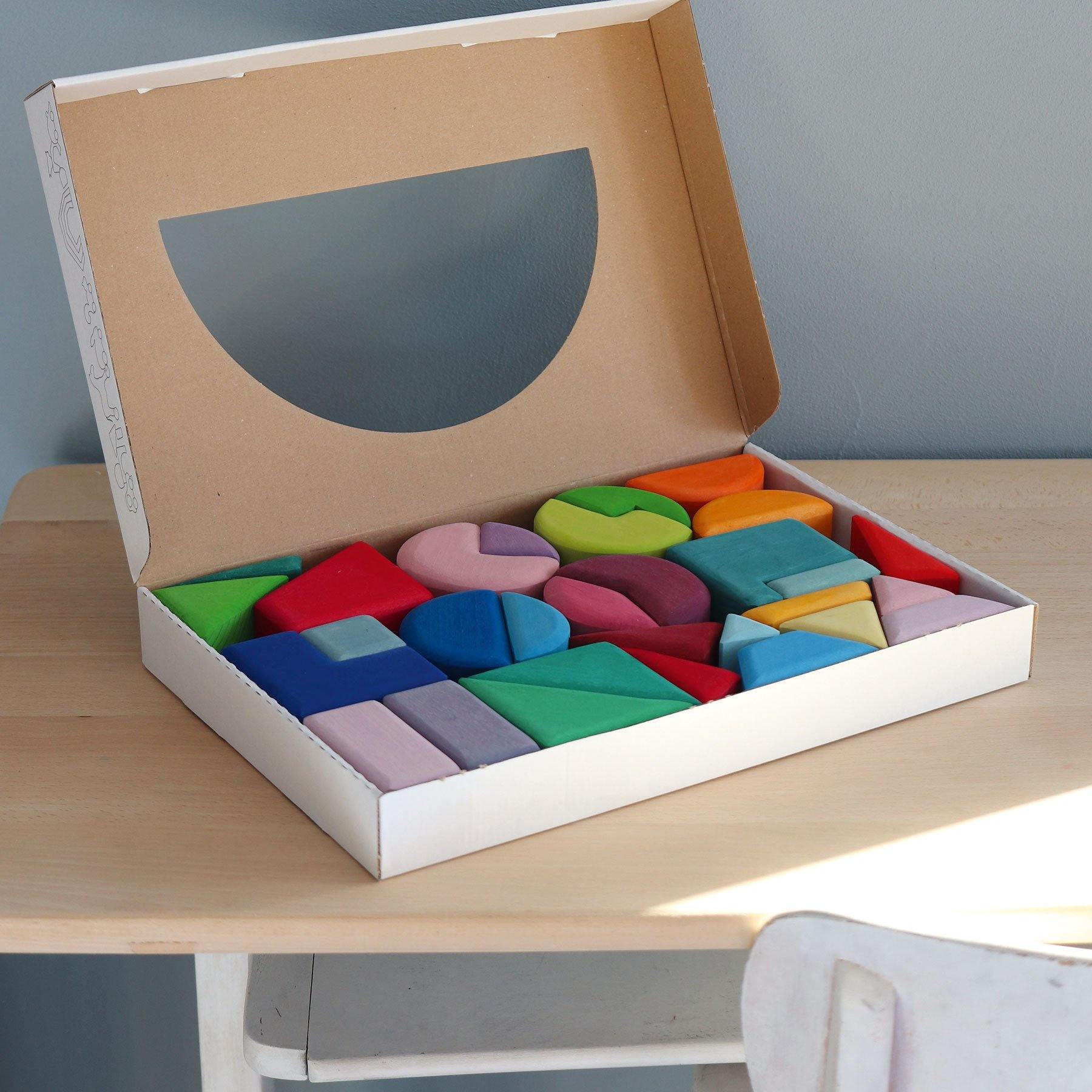 Bausteine GRIMM'S Spiel und Holz Design Bauspiel Dreieck Viereck Kreis
