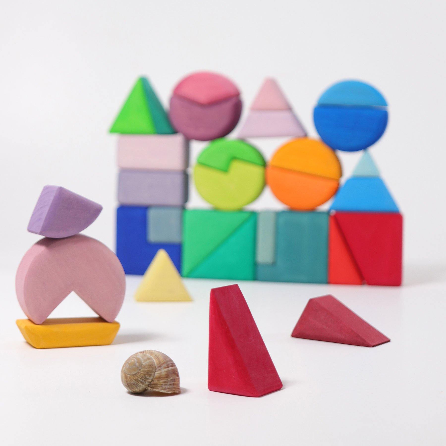 Bausteine GRIMM'S Spiel und Holz Design Bauspiel Dreieck Viereck Kreis