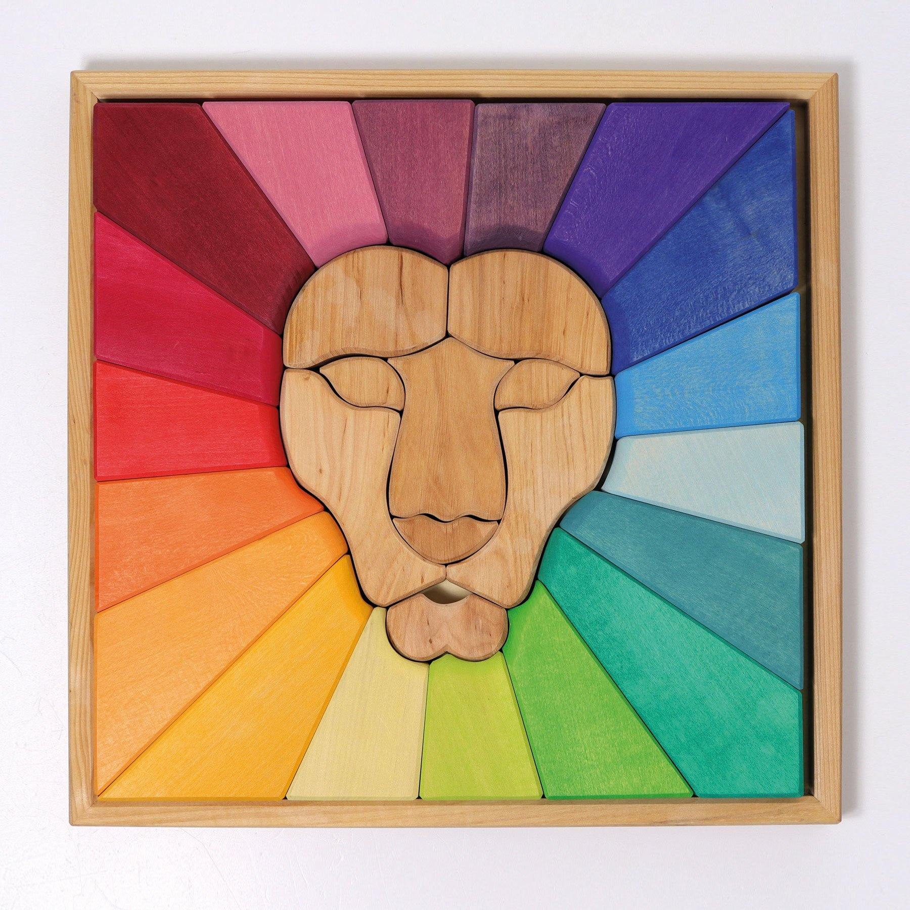 Baukasten GRIMM'S Spiel und Holz Design Bauspiel Regenbogenlöwe