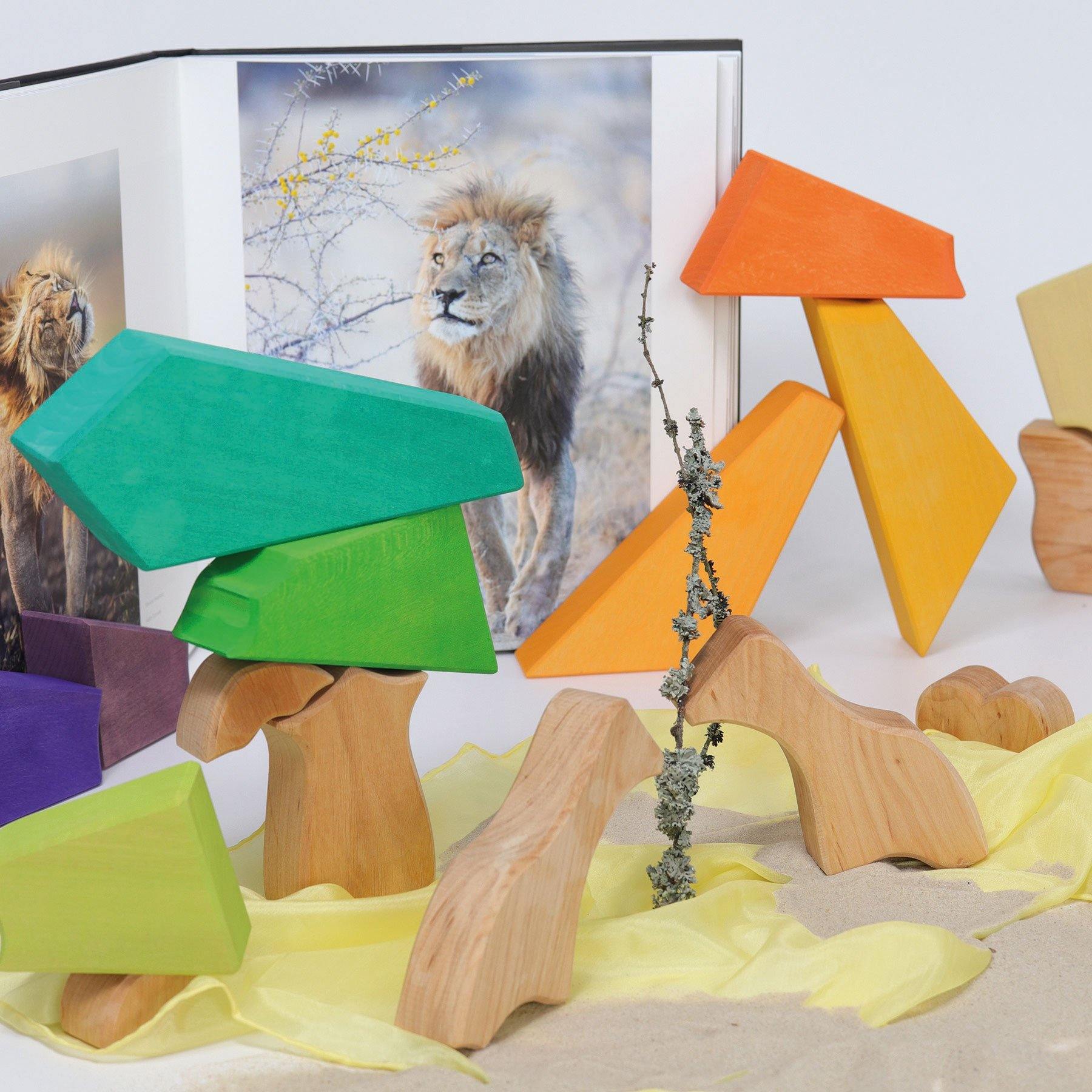 Baukasten GRIMM'S Spiel und Holz Design Bauspiel Regenbogenlöwe