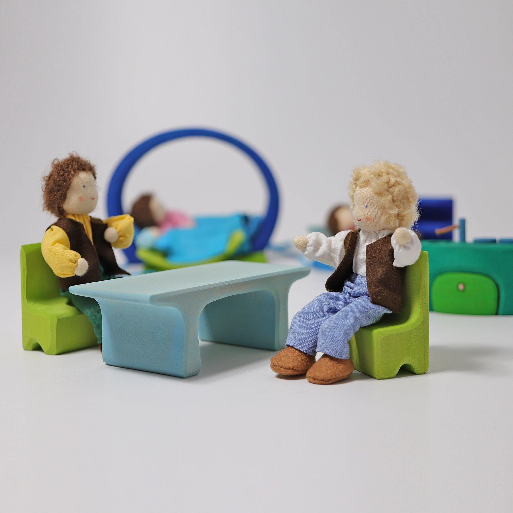 Puppe GRIMM'S Spiel und Holz Design Blaues Bauhaus