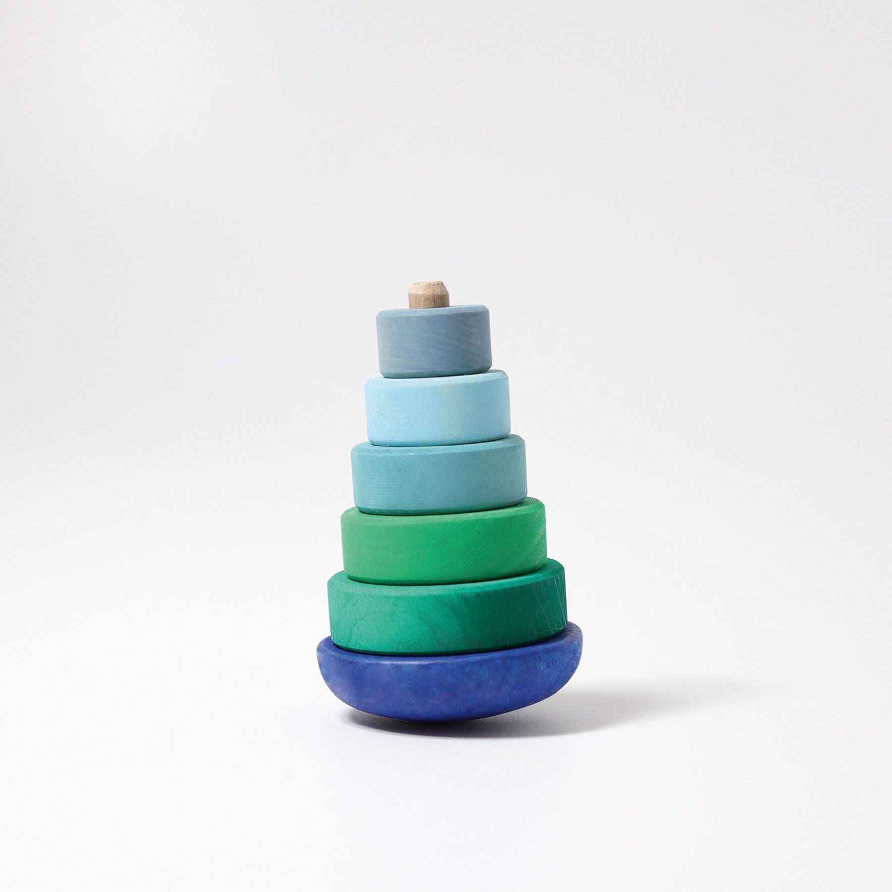 Stapelspiel GRIMM'S Spiel und Holz Design Blaues Stehauf Scheibentürmchen