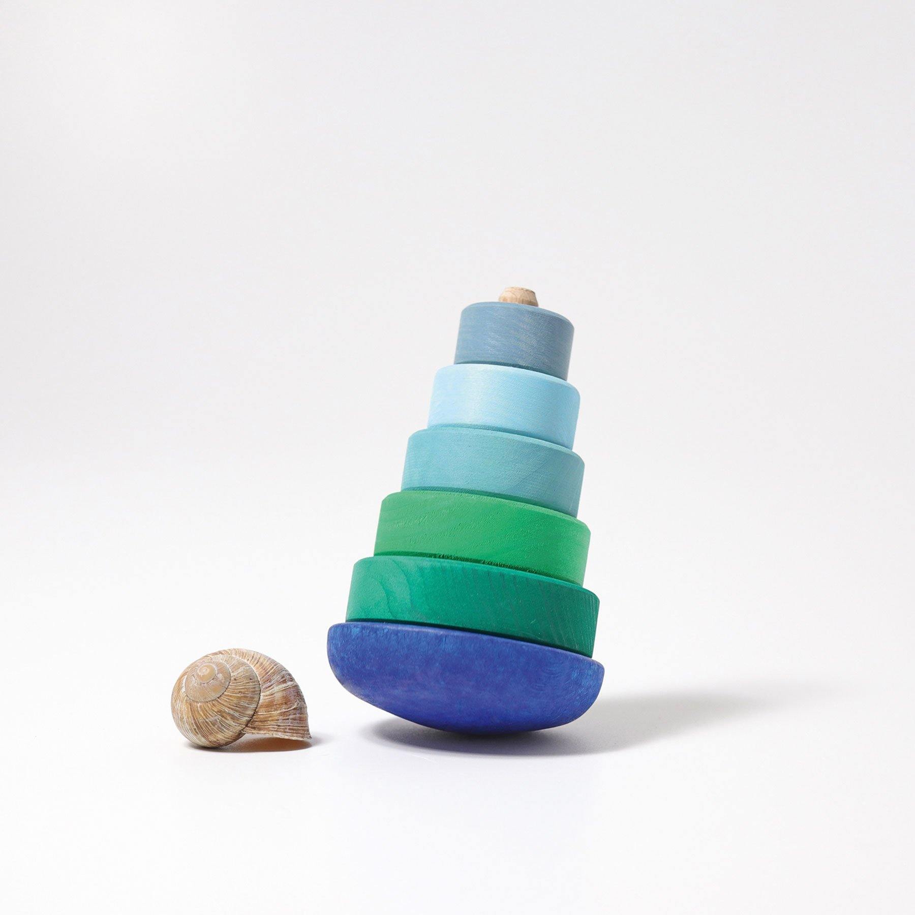 Stapelspiel GRIMM'S Spiel und Holz Design Blaues Stehauf Scheibentürmchen