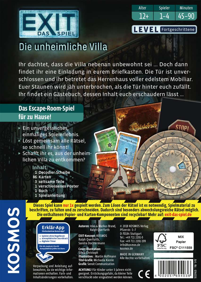 Rätselspiel KOSMOS EXIT Das Spiel - Die unheimliche Villa
