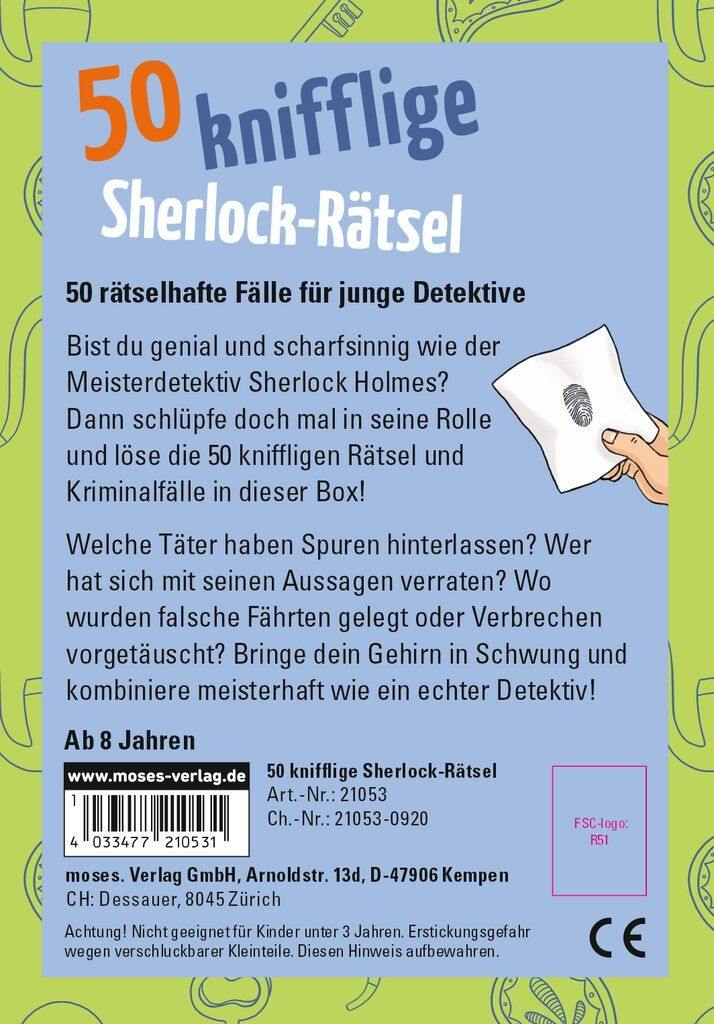 Moses 50 Karten / Pocket Quiz Moses Verlag 50 knifflige Sherlock-Rätsel