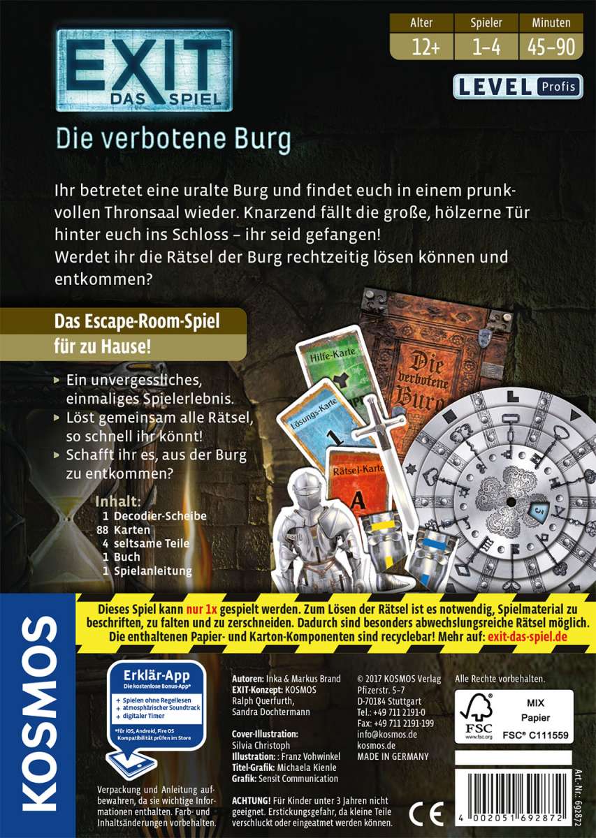 Rätselspiel KOSMOS EXIT Das Spiel - Die verbotene Burg