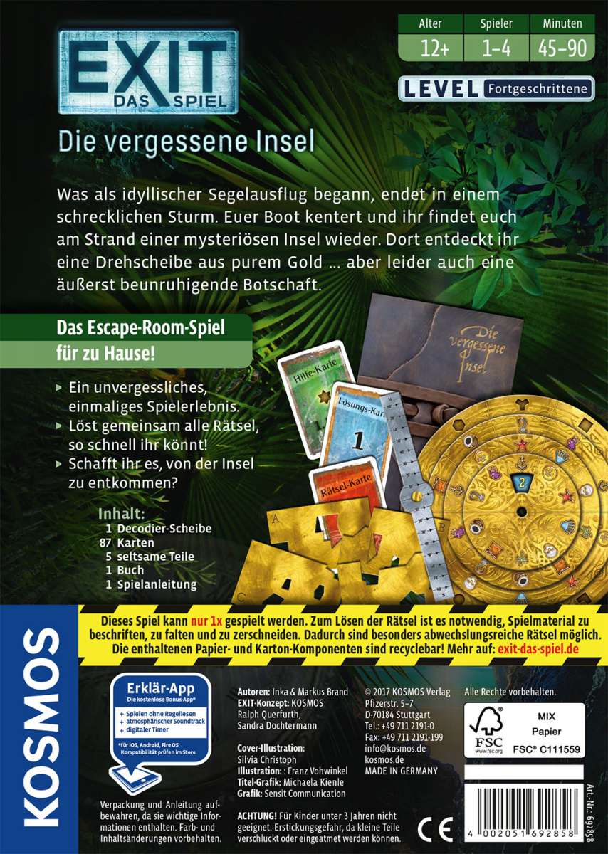 Rätselspiel KOSMOS EXIT Das Spiel - Die vergessene Insel