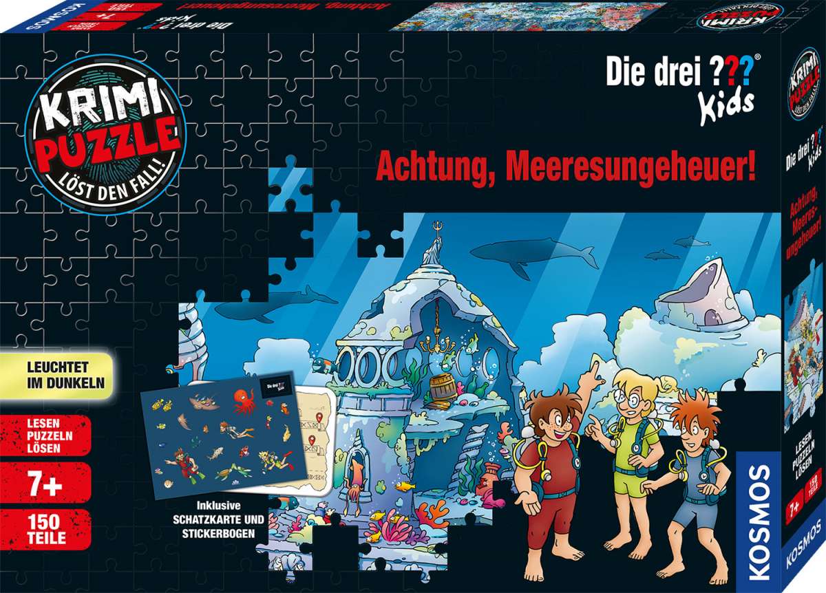 Puzzle KOSMOS Krimipuzzle ??? Kids - Achtung Meeresungeheuer! (150 T)