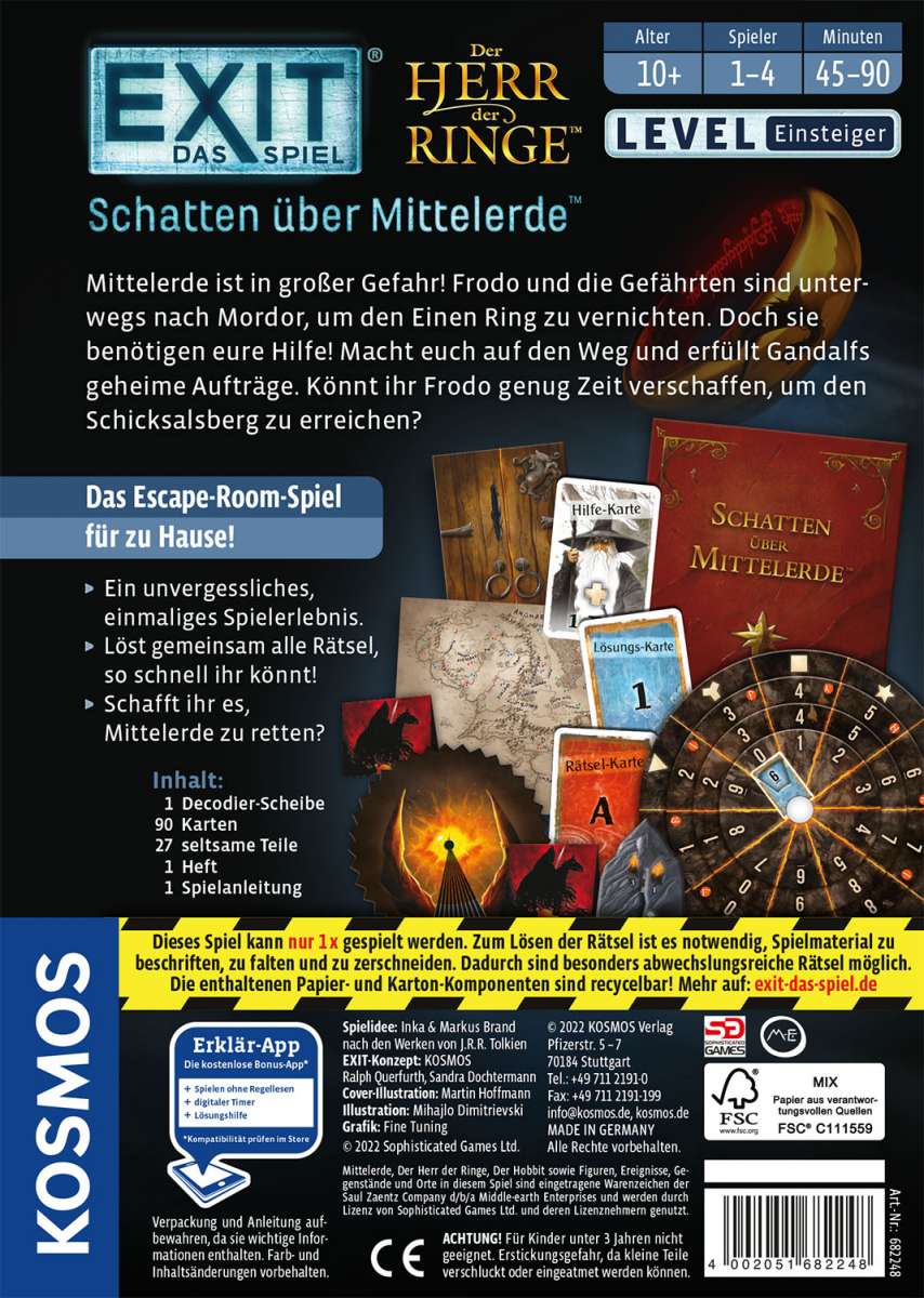 Rätselspiel KOSMOS EXIT® - Das Spiel: Schatten über Mittelerde™